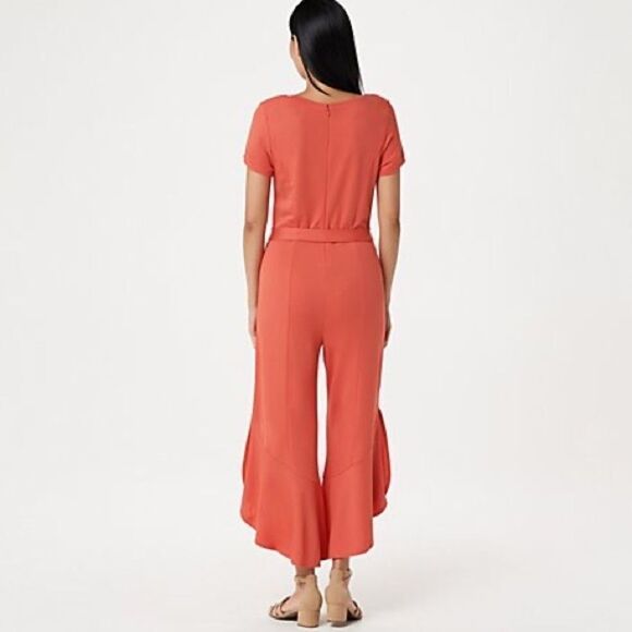Isaac Mizrahi Tie-Waist Knit with Ruffle Jumpsuit - Picture 2 of 4